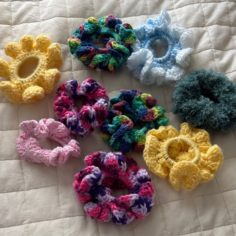 Handmade Crochet Scrunchies Set